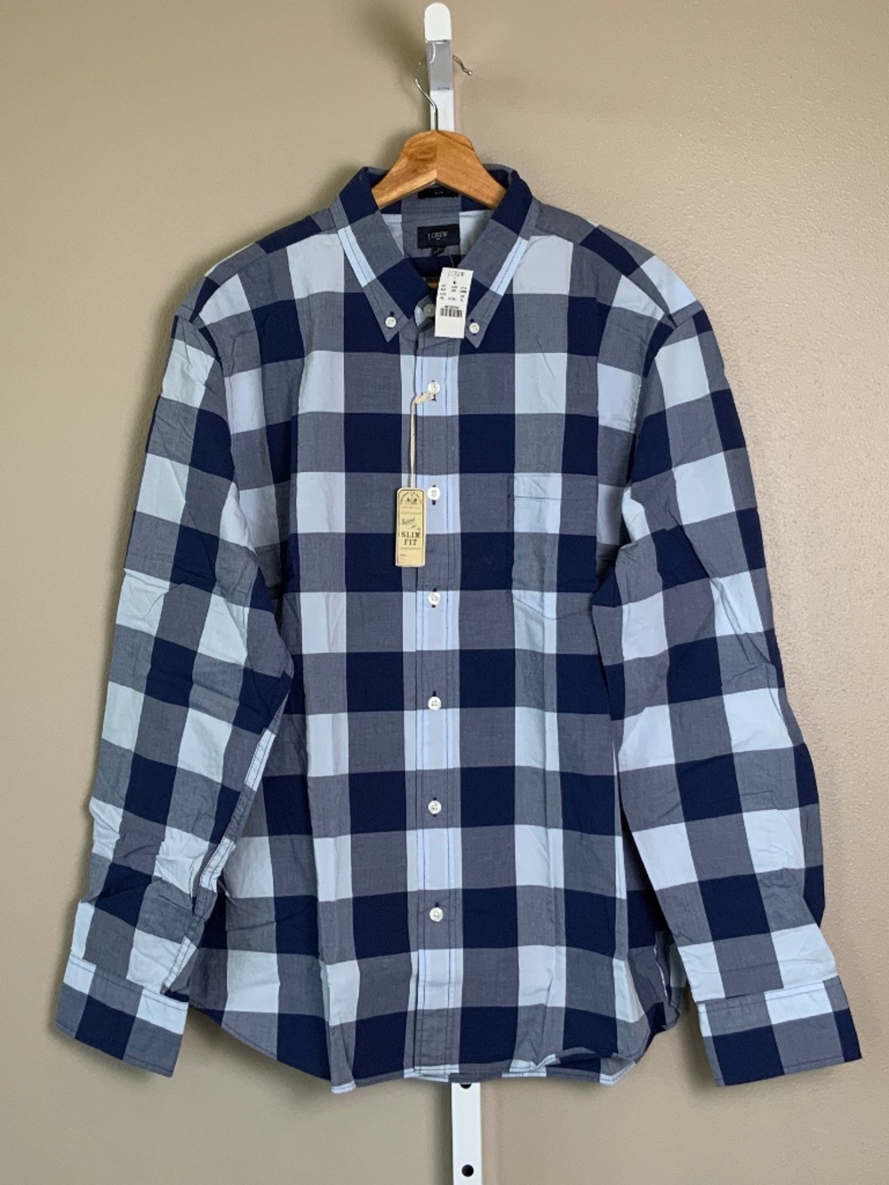 J. Crew Factory Gingham Buffalo Check Slim Washed Button Down Oxford Shirt